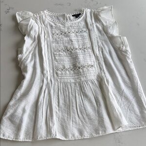 NWT Ann Taylor White Sleeveless Romantic Top